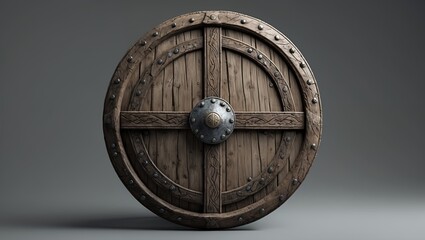 Isolated 3d rendering of an ancient viking shield