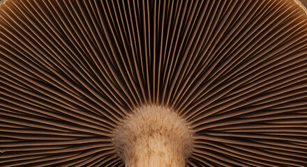 Abstract Nature Close Up Of Mushroom Gills Creates A Striking Radial Pattern