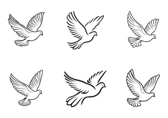 Peace Dove Silhouettes Vector Illustration