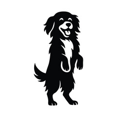 Playful dog standing silhouette design, Dog silhouette standing on hind legs