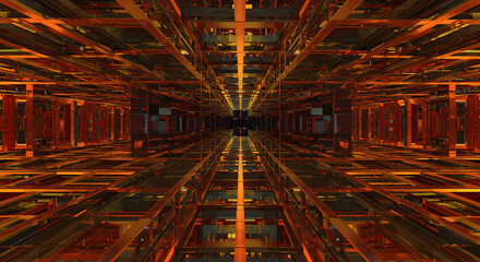 Endless Metallic Labyrinth A Modern Architectural and Engineering Marvel