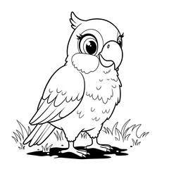 Fototapeta premium Cartoon parrot. Coloring book.