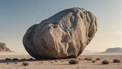Majestic boulder amidst the vast desert landscape