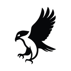 Majestic Bald Eagle Soaring Silhouette Illustration, Silhouette of a Bald Eagle in Motion, Vector Style