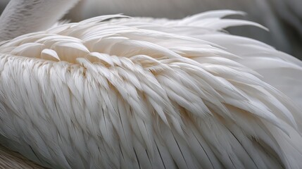 Fototapeta premium Delicate Plumage White Feathers Pelican Avian Anatomy Bird Species Nature Wildlife Feathered Wings Coastal Birdwatching Ornithology Animal Portrait lowercase 
