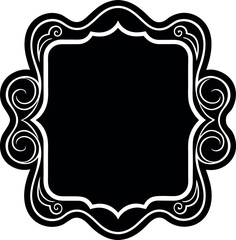 Rectangle Frames with Wavy Edges Silhouette in Black | Decorative Border Vector