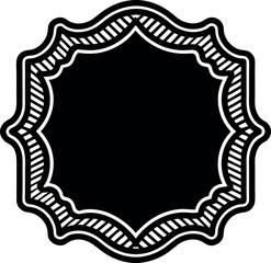 Rectangle Frames with Wavy Edges Silhouette in Black | Decorative Border Vector