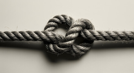 Fototapeta premium Detailed Shot of A Gray Rope Tied in A Figure Eight Knot