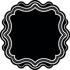 Rectangle Frames with Wavy Edges Silhouette in Black | Decorative Border Vector