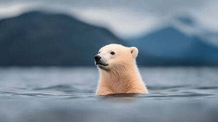 Polar Bear Cub in Arctic Waters