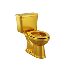 Luxury Golden Toilet with Ornate Design, Isolated on Transparent Background