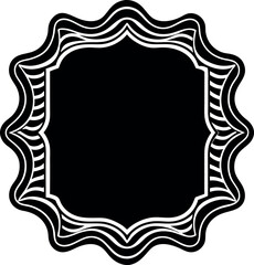 Rectangle Frames with Wavy Edges Silhouette in Black | Decorative Border Vector