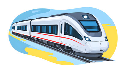 Modern High-Speed Train Illustration On Abstract Background
