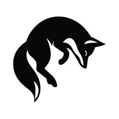 Stylized Fox Logo Design for Branding and Wildlife Themes, Elegant Fox Silhouette Emblem in Monochrome