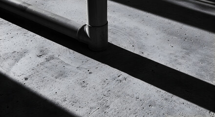 Abstract Gray Concrete Background With Shadow Lines From Metallic Tubes