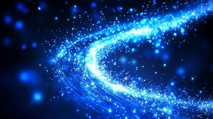 Obraz premium Blue and white image of a spiral with blue and white dots. The image has a dreamy, ethereal quality to it