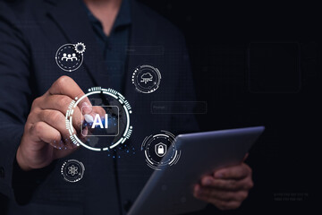 Innovative ai interaction digital workspace technology image modern environment close-up viewpoint future concept