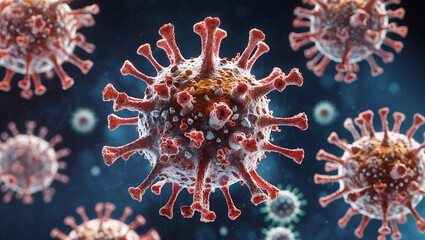 Fototapeta premium Microscopic menace of coronavirus particles revealed