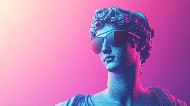Contemporary rendition of a classical sculpture enhanced with modern eyewear