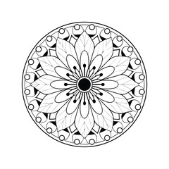 Intricate floral mandala design black and white pattern for meditation coloring page art therapy and relaxing activities