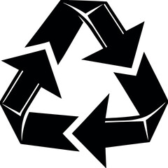 Recycle Symbol Icon Silhouette in Black | Sustainability & Eco-Friendly Vector