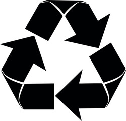 Recycle Symbol Icon Silhouette in Black | Sustainability & Eco-Friendly Vector
