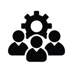 Teamwork People and Gear Symbol Icon