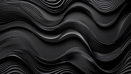 Modern monochrome wavy line pattern on black background