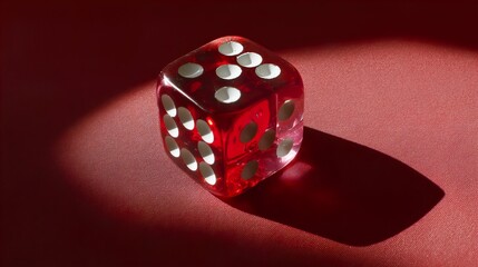 Captivating Red Crystal Dice With Precise White Dots A Study In Geometric Design And Translucence Collectible Gaming Accessories With Unique Sparklelowresolution
