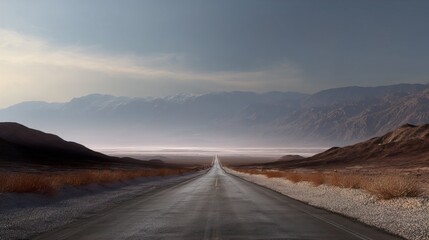 a road in the middle of a desert, cinematographic, photorealistic, breaking bad style, --ar 16:9 --raw --v 7 Job ID: 4dda4a42-f3ba-4416-a916-27b3437644a5