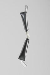 makeup squeeze tube packaging, cosmetic tube with sponge applicator, luxury liquid concealer container, liquid blush floak sponge packaging, lip gloss tubular container, black plastic eye cream tube