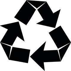 Recycle Symbol Icon Silhouette in Black | Sustainability & Eco-Friendly Vector