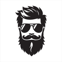 Bearded man silhouette with modern hairstyle vector illustration