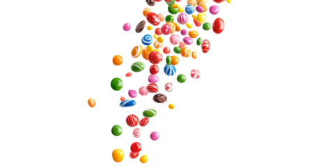 colorful candy pile isolated on transparent background png
