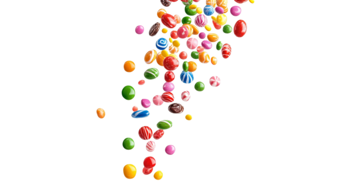 colorful candy pile isolated on transparent background png