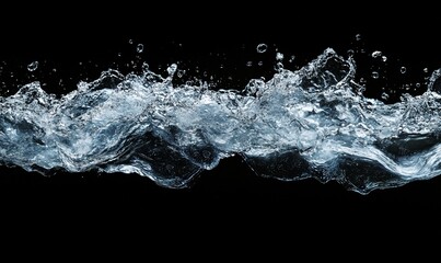 Dynamic water splash against darkness