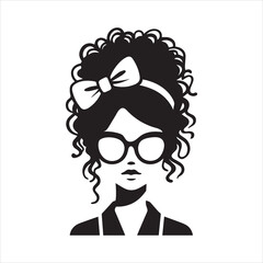 Curly hair illustration with natural texture vector illustration