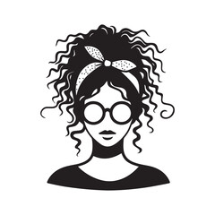 Stylish curly hair icon in black vector illustration