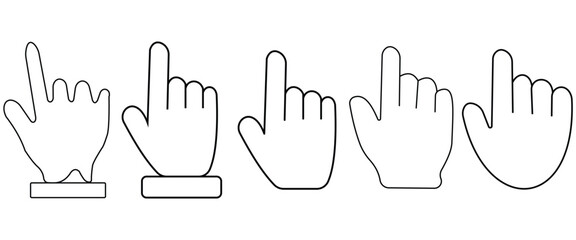 Obraz premium Hand, Arrow, Cursor, Icon Set, Click, Pointer, Tap, Symbols, UI, Web Design