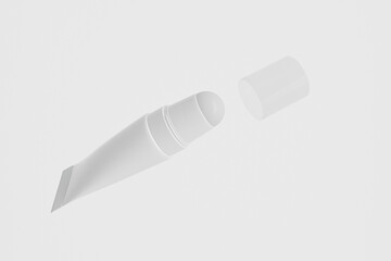 Roll-on tube mockup, cosmetic roller ball tube packaging, luxury cylindrical eye cream packaging design, roller ball tube liquid skincare product, tubular shape roll-on massage head product mockup
