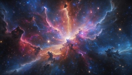 Fototapeta premium Nebula explosion radiating vivid celestial energy