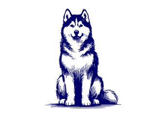 Siberian Husky Dog Hand Drawn Illustration Sketch Vector Isolated by AZ for Books, Arts, Design and Decoration Graphic Asset © Az to Design