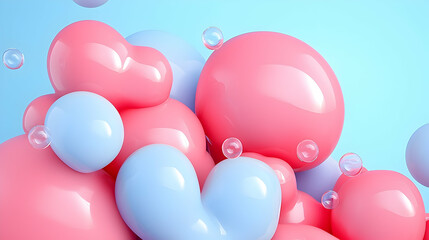 Abstract Pastel Pink and Blue Bubbles Background