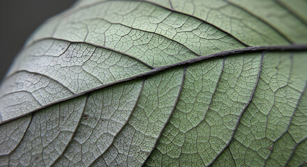 Obraz premium Detailed Close Up Reveals Intricate Veins and Structure of Plant Leaf