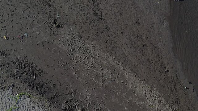 Local tourists often visit the river delta in Quezon province, Philippines, during summer. Aerial drone 4K