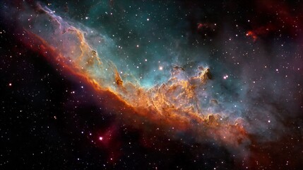 Intense multicolour nebula cosmic cloud celestial body astronomical phenomenon space exploration galaxy formation interstellar medium astral beauty lowercase
