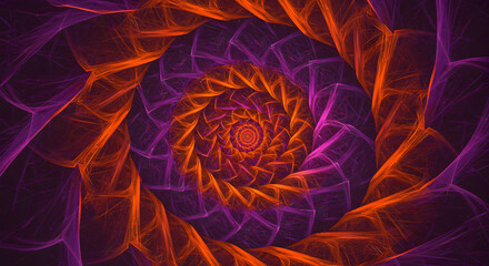 Abstract Fractal Swirl In Fiery Hues For Digital Art Designs