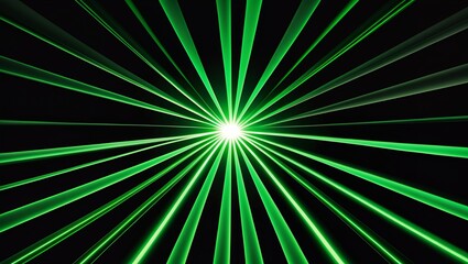 Radiating green light beams from central point