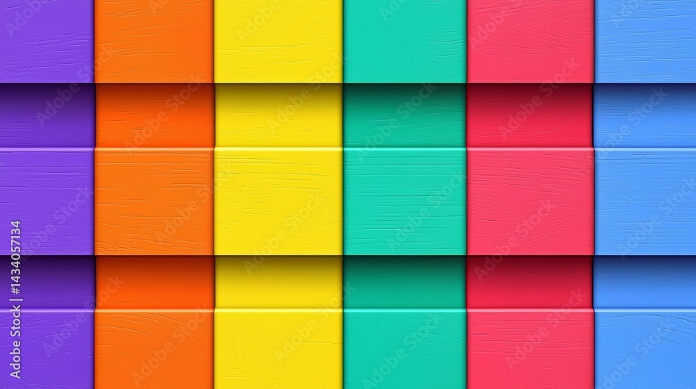 Poster Colorful image of blocks in various colors. The blocks are arranged in a grid, with each block being a different color. The image has a vibrant and lively feel to it