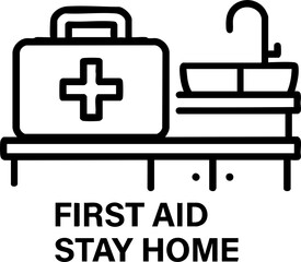 Obraz premium food safety hygiene training concept. First aid kit illustration with a sink and safety message.